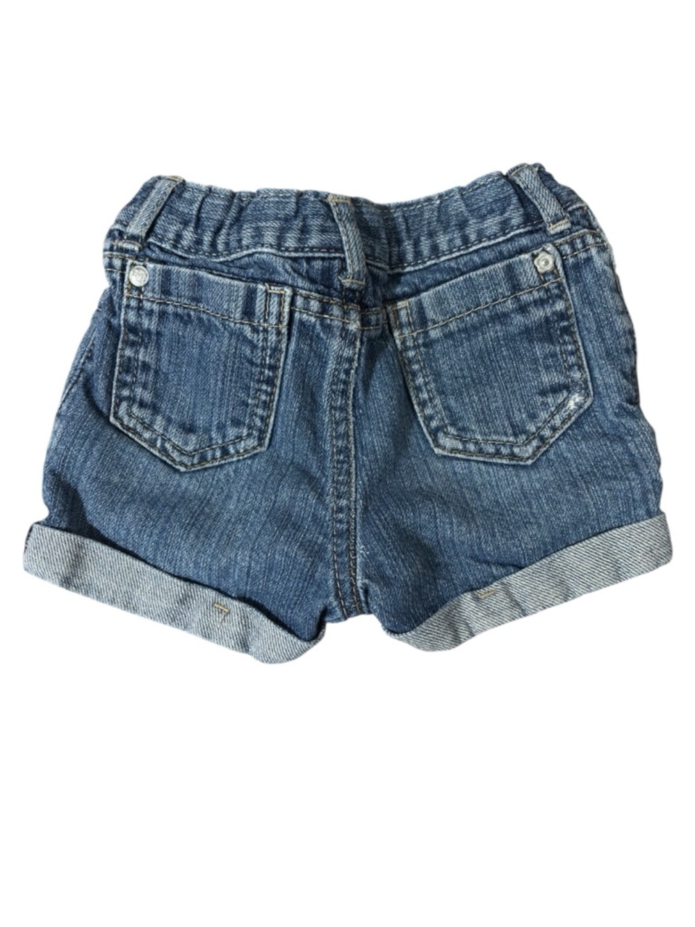 Denim Rolled-Cuff Shorts with Pink Stitch Detail Size 18m - Picture 2 of 5
